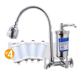 Torneira com Filtro Cozinha Parede Gourmet + 4 Refil Extra