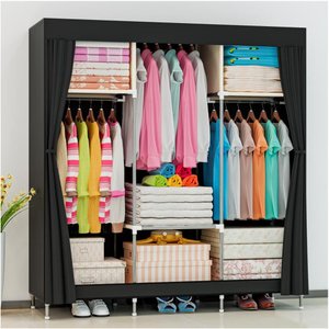 Guarda Roupa Dobrável Organizador Armário para Organizar Roupas - Preto