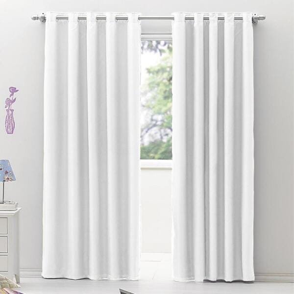 Cortina Ornato De Voal e Blecaute em Plástico PVC 6,00x2,20 Para Quarto ou Sala Branco - 1