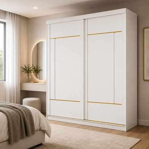 Guarda-Roupa Casal Elise 2 Portas de Correr 4 Gavetas com 4 Espelhos Grandes Pm Home