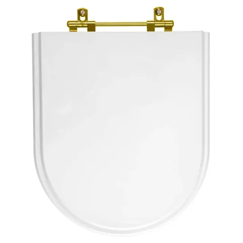 Tampa de Vaso Poliester Belle Epoque Branco para Bacia Deca com Ferragem Dourada