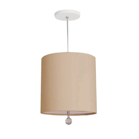 Luminária Pendente Com Cristal Cúpula Cáqui 25x25 1E27