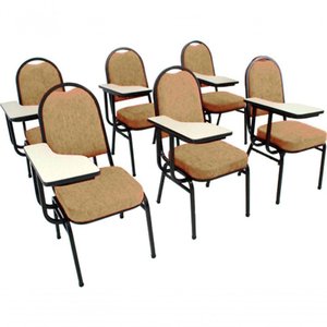 Kit com 6 Cadeiras para Auditórios Linha Hotel Bege