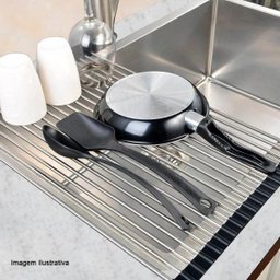Esteira Escorredor Multiuso Descanso Panelas Fruta Inox Flex - 3 Esteira Escorredor Multiuso Descanso Panelas Fruta Inox Flex - 3