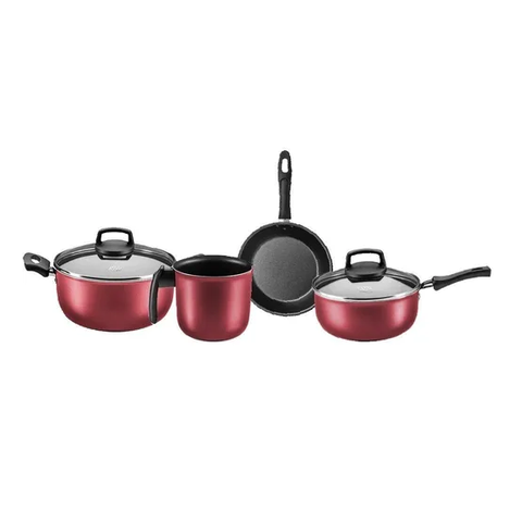 Conjunto Panela Antiaderente 4 Peças Cristal Cereja Mta
