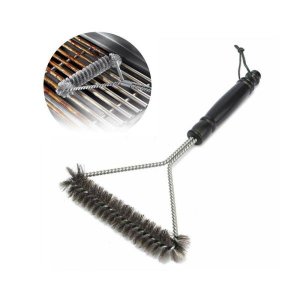 Escova Limpa Grelha Churrasqueira 3 Lados com Cerdas de Aço