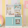 Cozinha Infantil Completa com Armário Fogão Pia e Microondas Brinquedo Educativo:menta - 1