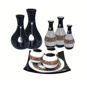 Kit Ceramicavdecorações Floreal com Nota Fiscal Preto