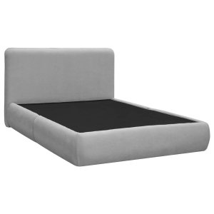 Kit Cama Box Queen Size + Cabeceira Orgânica Moscou 160cm Bouclê - Sofa Store:bouclê Cinza Claro