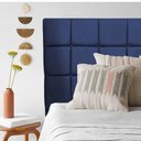 Ver imagem 2 de Kit Cabeceira + Calçadeira Baú Espanha 90cm Solteiro para Cama Box Suede Azul Marinho - Gat Magazine