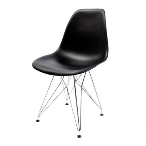 Cadeira Eames Preta - Base Eiffel Cromada