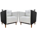 Ver imagem 1 de Kit 2 Poltronas Decorativas para Sala e Recepção Aviv Corino e Linho Premium Cores