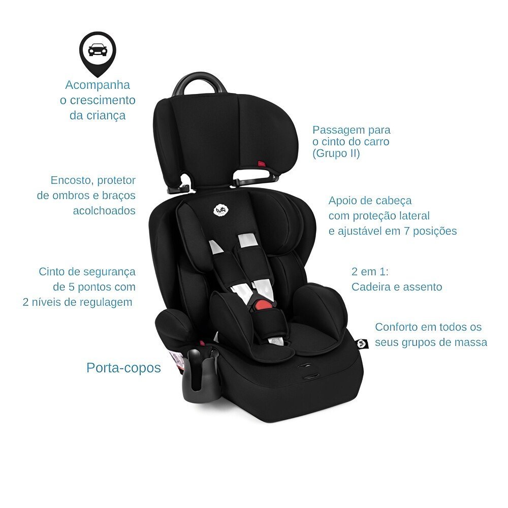 Cadeira Auto Tutti Baby - Assento Booster para Bebê e Criança (9 a 36kg) - Preto - 3