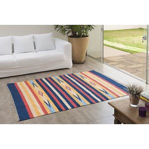 Tapete Indiano Kilim - 2,00M x 2,50M - 100% Algodão - Desenho 001 - Niazitex