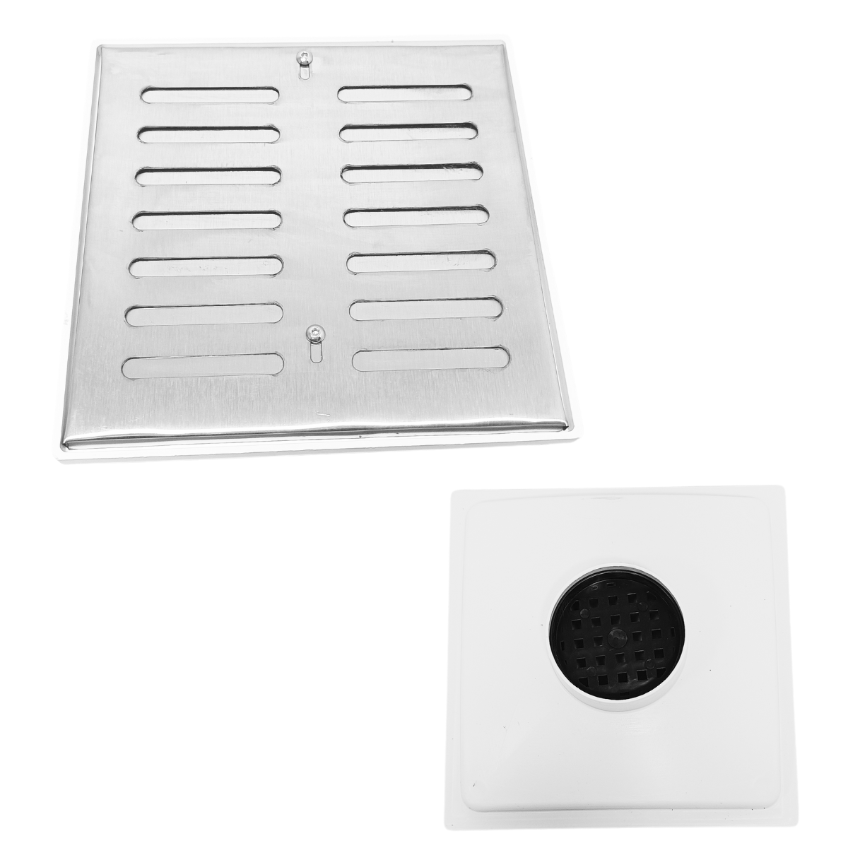 Ralo 20x20 Inox 304 com Abre Fecha Cocho Branco Saída de 75mm - 2