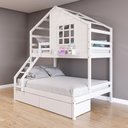 Ver imagem 1 de Beliche Casinha Janela Casal Solteiro 2 Gavetas Branco
