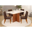 Ver imagem 1 de Conjunto: Mesa de Cozinha Hera C/ Tampo Madeirado C/ Vidro Reto 120x90cm e 4 Cadeiras Bia Freijo/off