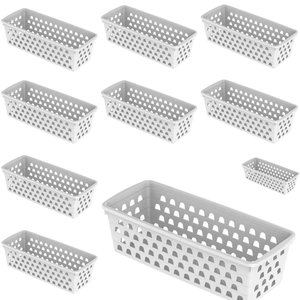 Kit 10 Cesto Organizador Multiuso Retangular Branco:branco