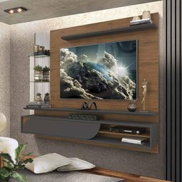 Painel De Sala Com Espelho Para TV 60 Polegadas Carvalho Nobre Griz Centauro Shop JM - 1
