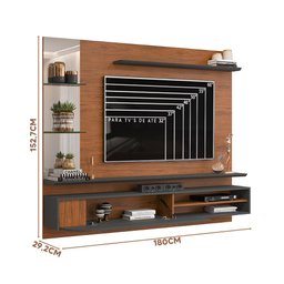 Painel De Sala Com Espelho Para TV 60 Polegadas Carvalho Nobre Griz Centauro Shop JM - 4