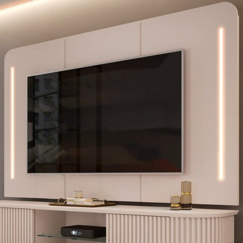 Painel para Tv Suspenso 75 Pol 218cm Ripado World D04 Off White - Mpozenato