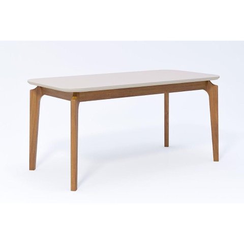 Mesa P/ Cozinha Ficus C/ Tampo Madeirado Vidro 160x80cm Carvalho/off White - Cimol
