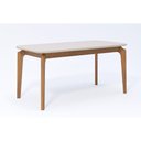 Ver imagem 1 de Mesa P/ Cozinha Ficus C/ Tampo Madeirado Vidro 160x80cm Carvalho/off White - Cimol