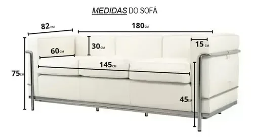 Ver imagem 2 de Sofá 3 Lugares Le Corbusier Premium - Branco