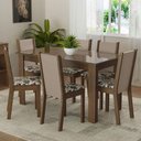 Ver imagem 1 de Conjunto Sala de Jantar Mesa Tampo de Vidro 6 Cadeiras Heloísa Madesa Rustic/crema/hibiscos