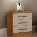 Ver imagem 2 de Mesa de Cabeceira Rubi Cinamomo Off White 3 Gavetas Leifer Móveis