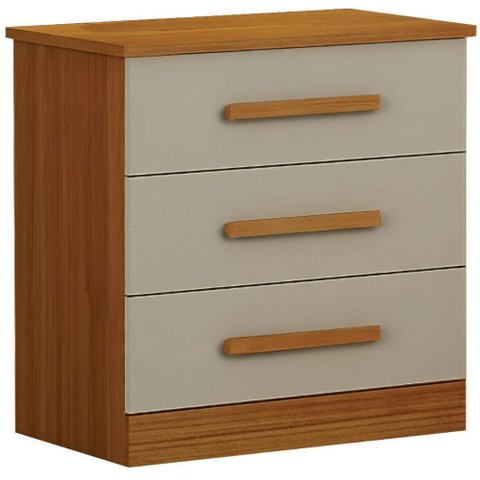 Mesa de Cabeceira Rubi Cinamomo Off White 3 Gavetas Leifer Móveis