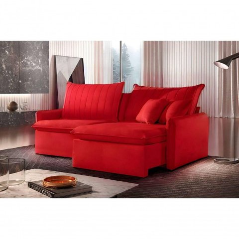 Sofá Madri Cama Retrátil e Reclinável 200cm - Vermelho