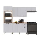 Ver imagem 2 de Cozinha Modulada 4 Peças Torre Quente Balcão com Tampo 2 Aéreos 100% MDF Bari Branca