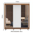 Ver imagem 3 de Guarda-Roupa Casal Madesa Lyon 3 Portas de Correr com Espelhos 2 Gavetas com Pés Rustic/Branco Cor:R
