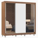 Ver imagem 2 de Guarda-Roupa Casal Madesa Lyon 3 Portas de Correr com Espelhos 2 Gavetas com Pés Rustic/Branco Cor:R