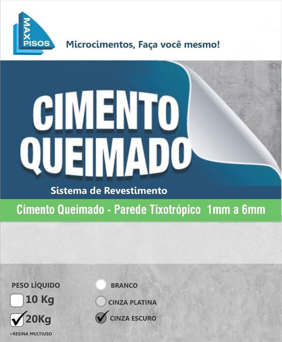 Cimento Queimado Parede Max Pisos Cinca Escuro 20Kg - 1