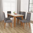 Ver imagem 1 de Conjunto de Mesa Sala de Jantar com 6 Cadeiras Roma Cinza/Freijo Off White/Tec Titanio