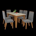 Ver imagem 2 de Conjunto de Mesa Sala de Jantar com 6 Cadeiras Roma Cinza/Freijo Off White/Tec Titanio