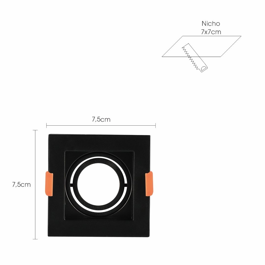 Spot Recuado 7,5x7,5x4,1cm Gu10 Mr11s Preto Ip20 Lumier - 3