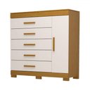 Ver imagem 2 de Cômoda Rayane 1 Porta 5 Gavetas 100% Mdf Cinamomo/off White - Acp Móveis