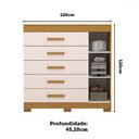 Ver imagem 4 de Cômoda Rayane 1 Porta 5 Gavetas 100% Mdf Cinamomo/off White - Acp Móveis