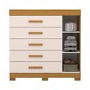 Ver imagem 3 de Cômoda Rayane 1 Porta 5 Gavetas 100% Mdf Cinamomo/off White - Acp Móveis