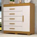 Ver imagem 1 de Cômoda Rayane 1 Porta 5 Gavetas 100% Mdf Cinamomo/off White - Acp Móveis