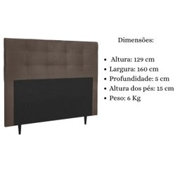 Cabeceira Estofada Cama Box Queen 160 Cm Cristal Suede:suede Marrom - 6 Cabeceira Estofada Cama Box Queen 160 Cm Cristal Suede:suede Marrom - 6