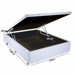 Cama Box Baú Solteirão Reforçada 108x198 Corino Branco - 3