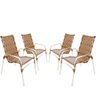 4 Cadeiras Emily Varanda, Jardim, Piscina, Área Gourmet Alumínio e Fibra Sintética Cappuccino,,kk - 1