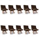 Ver imagem 1 de Kit 10 Cadeiras Estofadas Giratória para Sala de Jantar Lia Suede Marrom - Ibiza