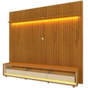 Ver imagem 3 de Rack com Painel para TV até 90 Polegadas com 3 Gavetas, LED, Vidro e Ripado 230x250x35cm