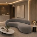 Ver imagem 1 de Sofá Zah 240 cm 4 Lugares Luxo Orgânico Curvo Bouclé Premium:Veludo Cinza Escuro