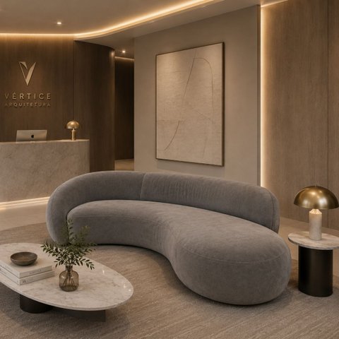 Sofá Zah 240 cm 4 Lugares Luxo Orgânico Curvo Bouclé Premium:Veludo Cinza Escuro